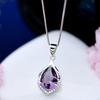 925 Silberplattierte Halskette für Damen mit synthetischem Amethyst-Anhänger Elegante Schlüsselbein-Ketten-Schmuckstücke