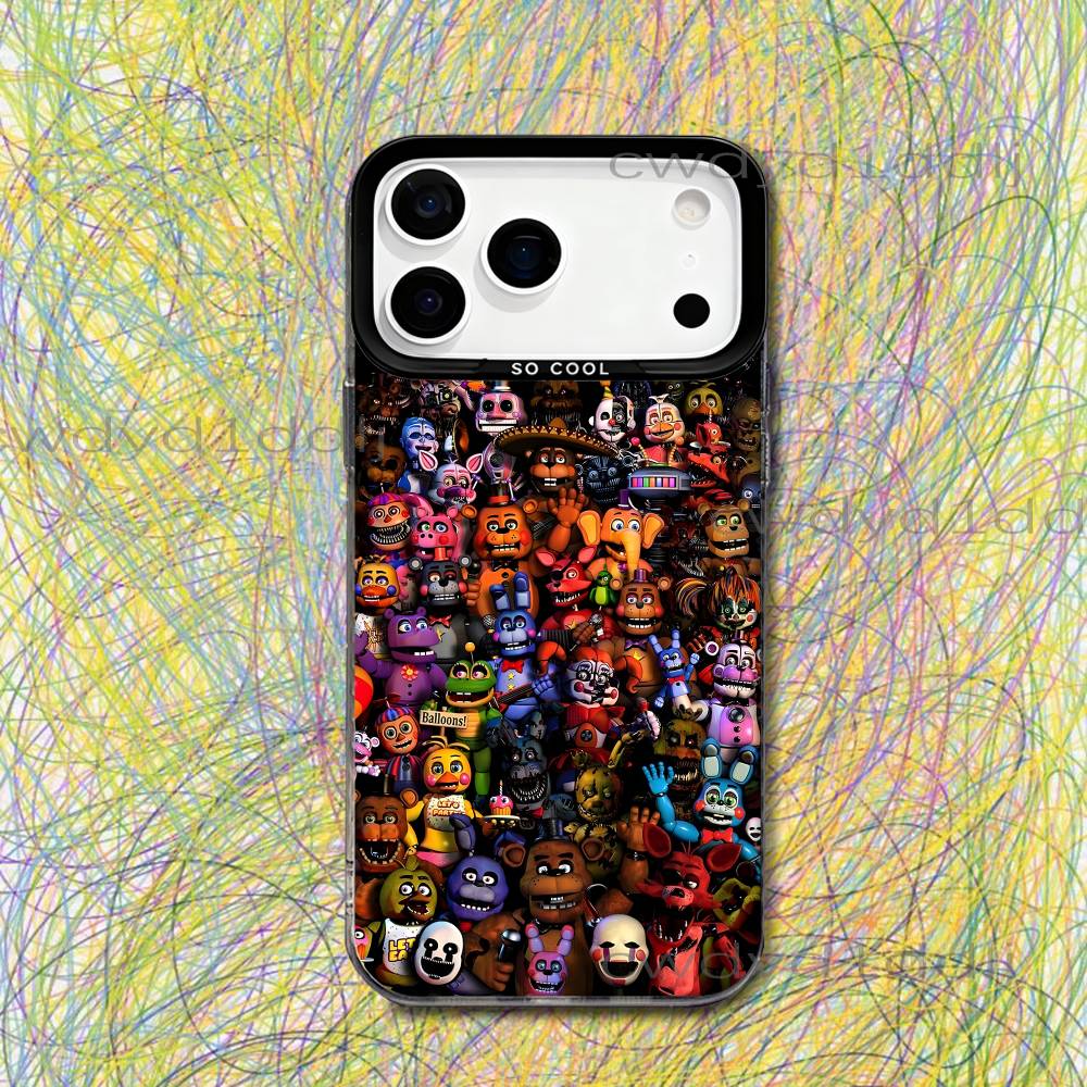 Fnaf Five-nights-At-Freddys Phone Case For iPhone 17,16,15,14,13,12,X,8,Pro,Max,Plus,SE4,Air,Mini HD Black IMD Matte