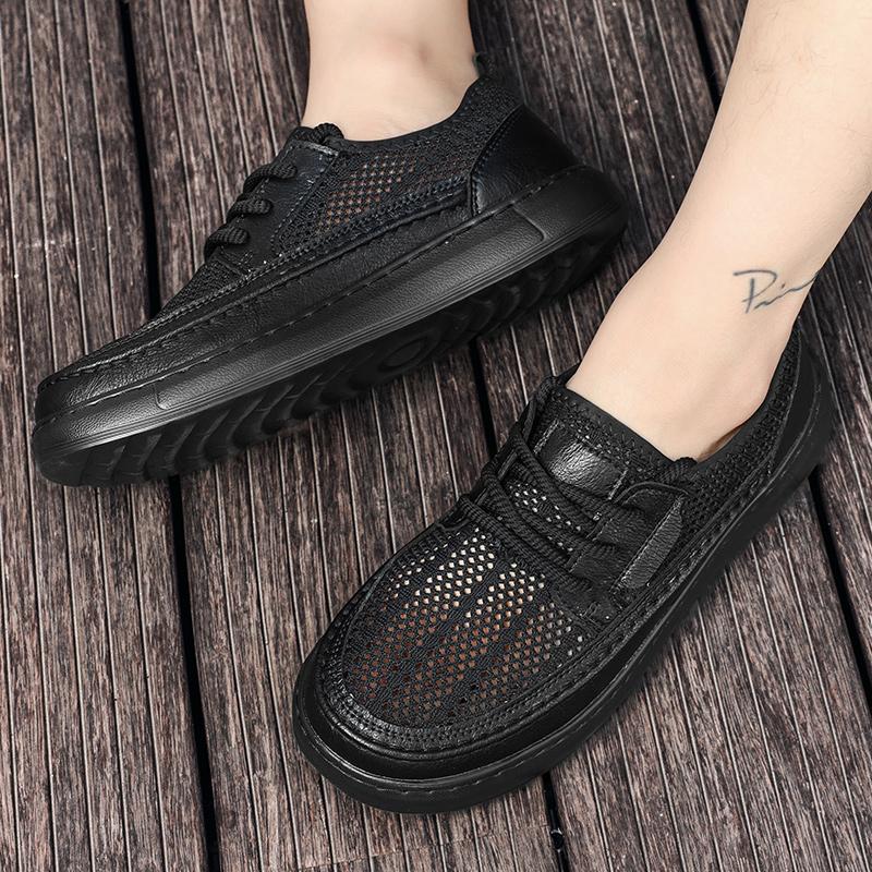 Men's Shoes Sandals Summer Work Shoes All Soft Genuine Leather Casual Walking Old-fashioned Men's Shoes Loafer