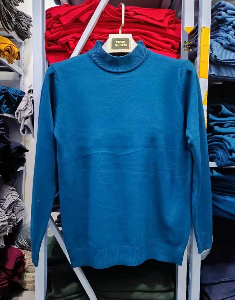 Herren Schlank geschnittener Strickpullover mit halbem Stehkragen für Herbst und Winter