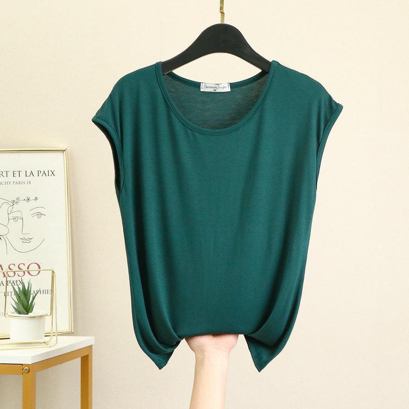 Women's Summer Loose Modal Sleeveless Round Neck Top - Solid Color, Large Size, Thin Home Vest