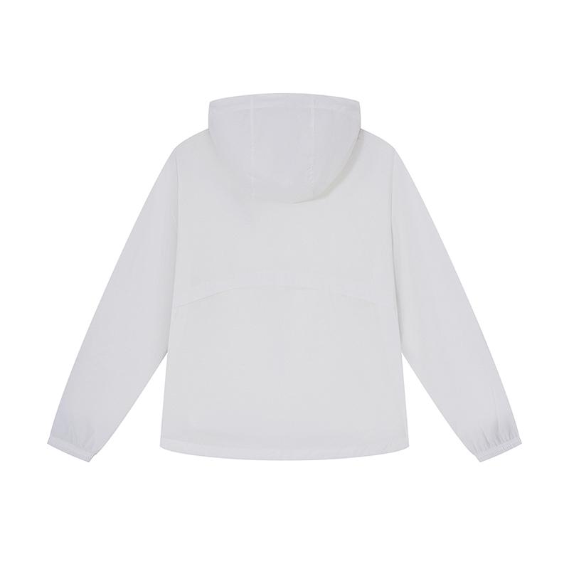 Kappa 1916 Series Sun Protection Water-Repellent Hooded Jacket Casual Sports Summer Windbreaker Women jackets White K0E62FJ23-012