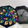 1pc Colorful Peacock Feather Mandala Umbrella with Plastic Handle,Suitable for All Seasons Home Travel Outdoor UmbrellaDD1107