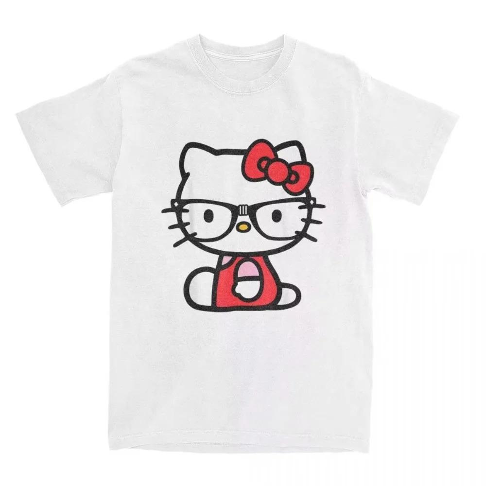 Hello Kitty Nerd Glasses Navy Blue Vintage T-Shirt | Unisex Cute Cartoon Streetwear Tee