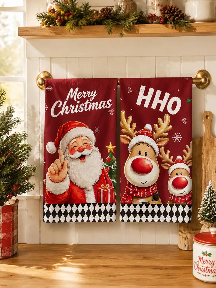 Kitchen towel 2 pcs polyester multi-colored