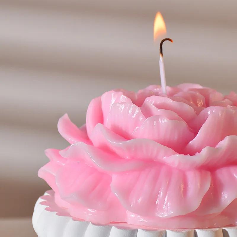 Neue 3D Große Pfingstrosenblüte Silikon Kerzenformen DIY Blumen Kerze Gips Harz Seife Schokolade Herstellung Form Valentinstagsgeschenk