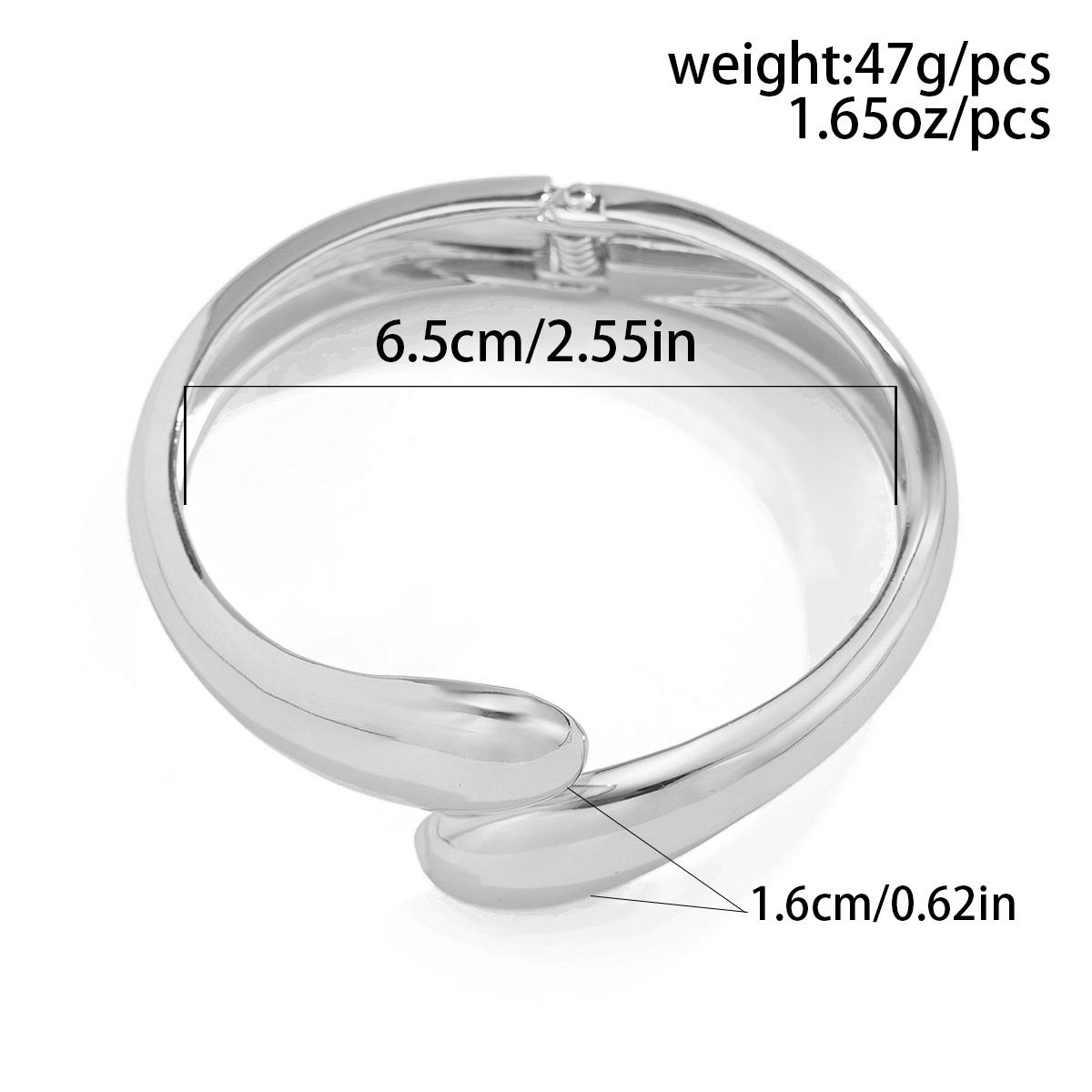 SHIXIN Design Sense Geometric Water Drop Open Spring Bangles for Women Retro Smooth Heavy Metal Wide Cuff Bracelets Arm Jewelry