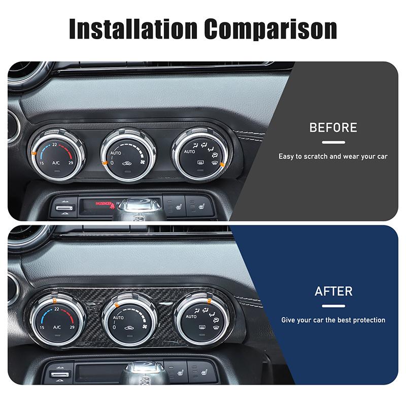 For Mazda MX-5 MX5 2016-2023 Real Carbon Fiber Car Center Console Air Conditioner Adjuster Panel Frame Trim Sticker Accessories