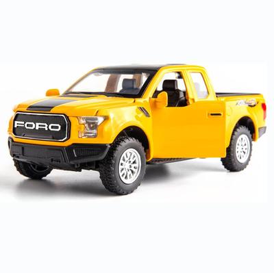 1:Ford Raptor F150 Pickup-Truck-Automodell im Maßstab 32, Druckguss-Pullback-Spielzeugauto mit Sound und Licht für Kinder, Jungen und Mädchen, Metallkarosserie