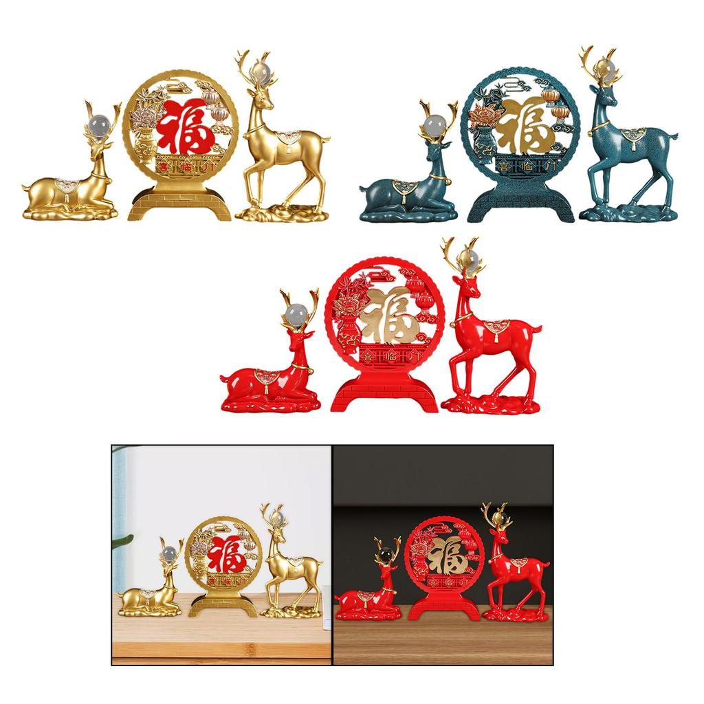 Deer Statues Reindeer Figurines Cabinet Desktop Centerpiece Animal Figure Elk Sculpture for