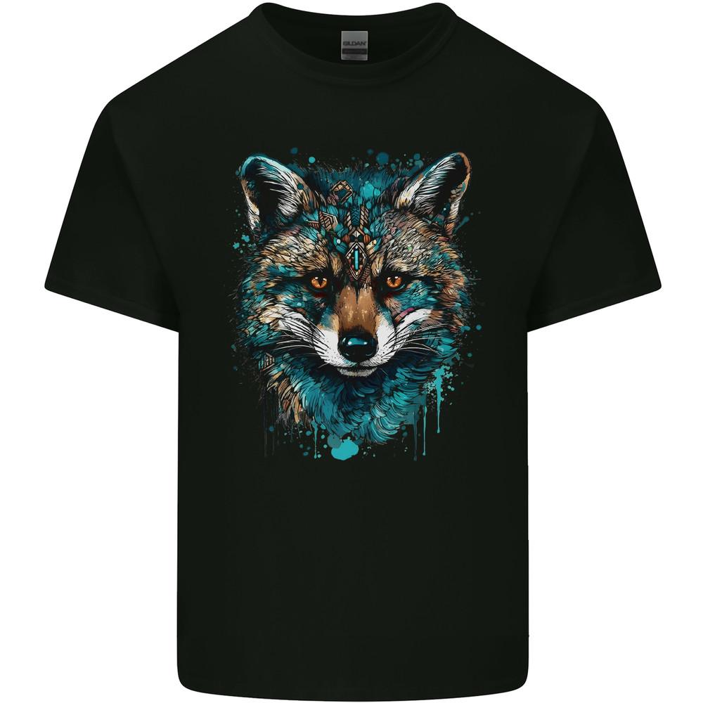 Tribal Fox With a Watercolour Effect Mens Light Cotton T-Shirt