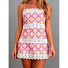 Linen Blend Abstract Pattern A Line Dress For Casual Beach And Travel Wear