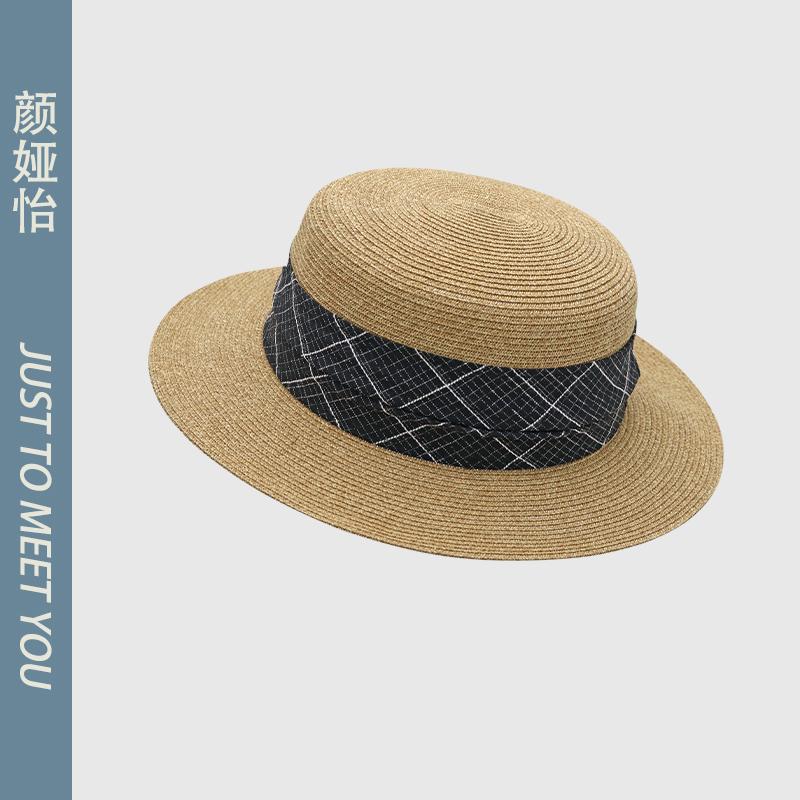 

Соломенная шляпа женская летняя пляжная шляпа шляпа от солнца защита от солнца широкие поля отпуск котелок шляпа с большими полями котелок adult (56-58cm) чёрный