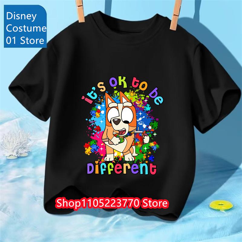 Koszulka Dziecięca z Motywem Bluey Chłopcy Dziewczynki Jesień Zima Kreskówkowy Graficzny Krótki Rękaw Codzienne Ubranie Góra