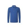 Solid Color Golf Knit Long Sleeve Polo Shirt Men Tops Porcelain-Blue A11M345206F-BU