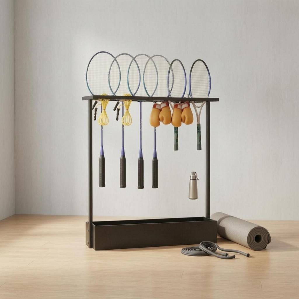 Racket Storage Rack Floor-Standing Stand Narrow for Home Gym, Entryway