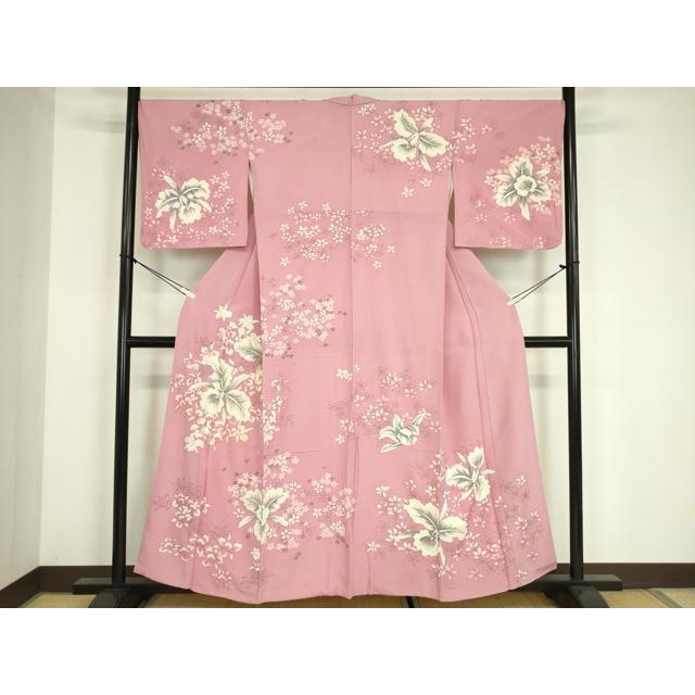 Heiwaya KimonoVisiting Kimono, Flower Pattern, Orchid, Pure Silk, Masterpiece DABE0297ya
