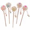 ZIBUYU® 5 Pcs Chinese Hair Stick - Vintage Metal Floral Rhinestone Hair Bun Accessories for Woman with Tassel for Women & Wedding/Festival Costume