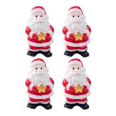 4PCS Detailed Santa Decorations Resin Craft Festive Landscape Set Family Friendly Christmas Tree Accessories