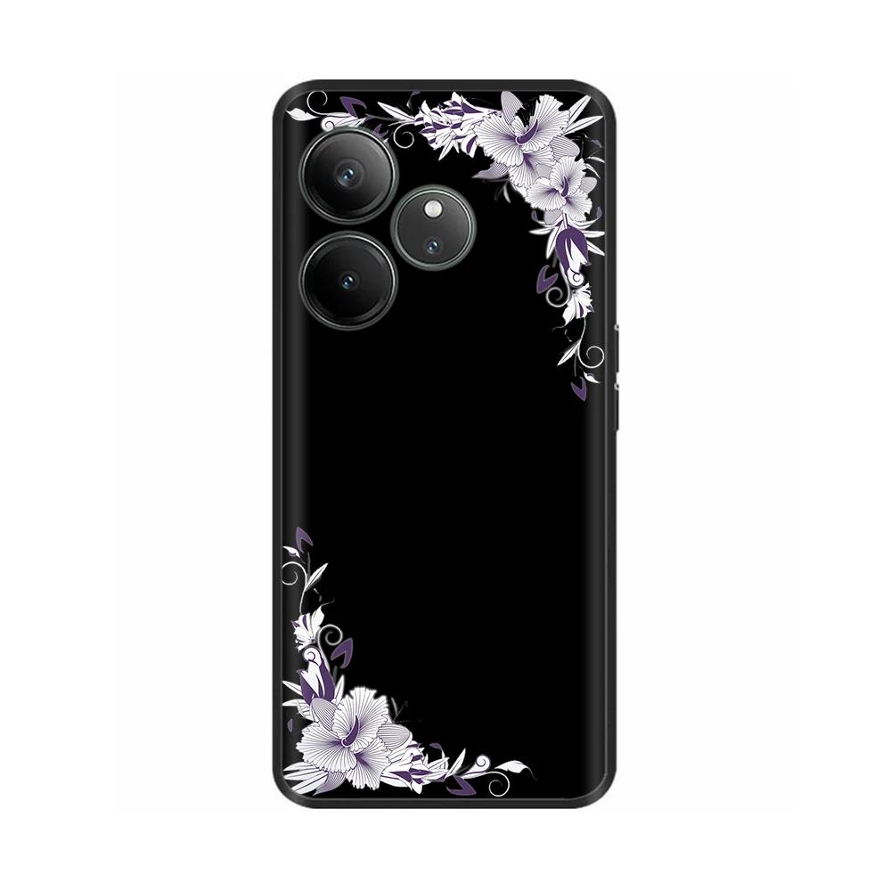 For Realme GT 6 GT 6T Case Black Silicone Luxury Bumper Cute Soft TPU Phone Cases For Realme GT6 5G Cover Shells Coque 6.78''