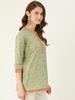 Green Printed Sequinned Pure Cotton Kurti