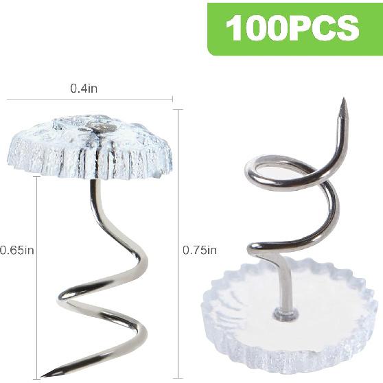 100 Pcs Bedskirt P, Bed Skirt and Upholstery Twist, Clear Heads, Fabric and Slipcover P, Secure Bedskirts, Drapes, and Furniture Upholstery Tacks Kit