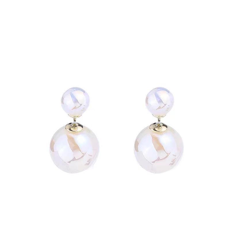 Boucles d'oreilles Style Sirène Princesse Perle pour Femmes - Puces Fée Amovibles Deux Voies, Bijoux d'Oreille Tendance Haut de Gamme