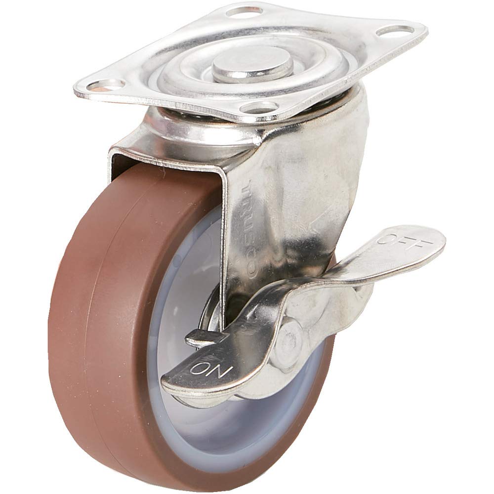 

TRUSCO Серия TYS Стальное поворотное колесо SP с полиуретановым ободом и осью из нержавеющей стали, 75, TYSUB-SUS-75