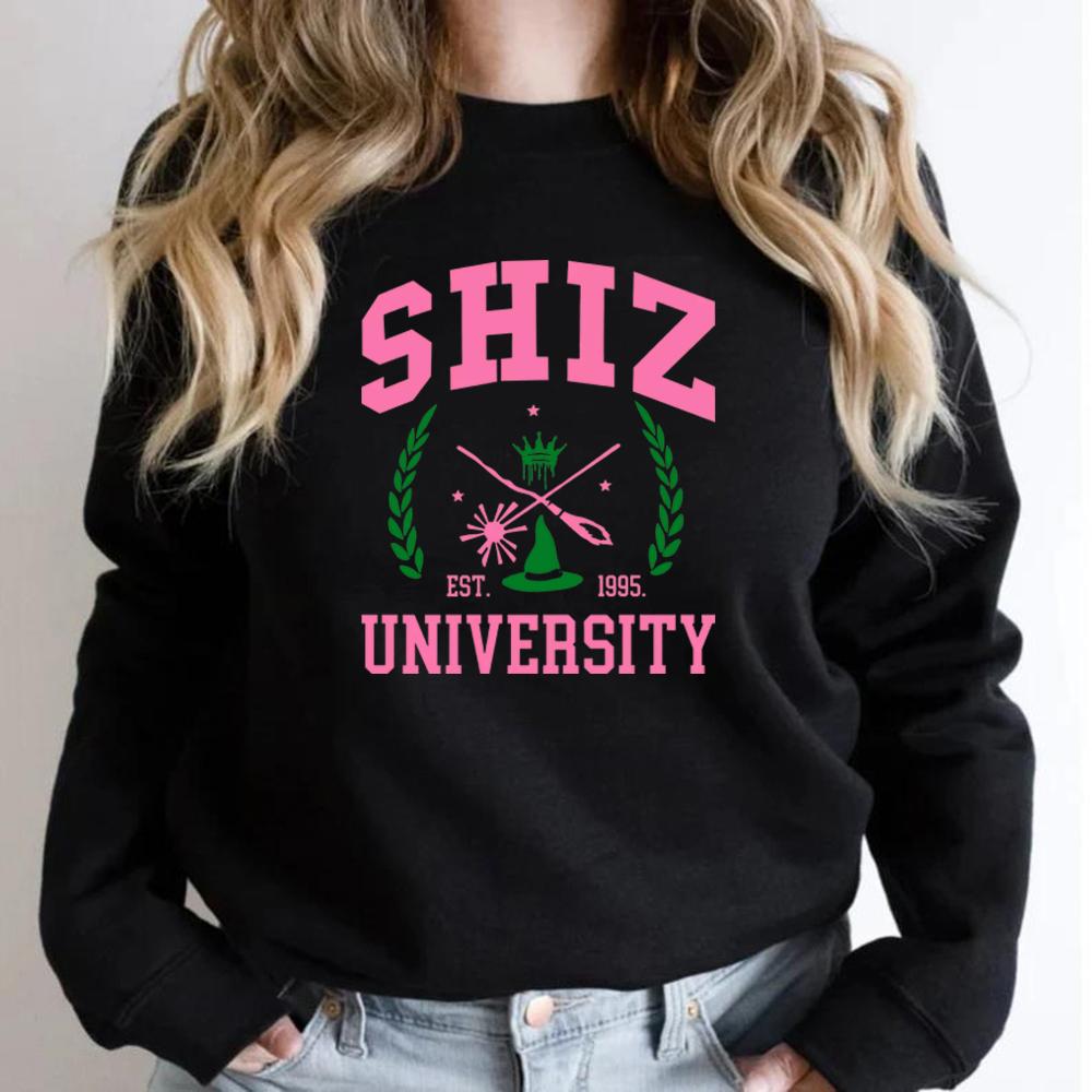 Толстовка Shiz University, подарок любителю фильмов, мужские и женские толстовки с длинным рукавом и круглым вырезом, толстовка с капюшоном, рубашка Wizard Shiz University, топы S чёрный