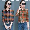 Geruit Overhemd Dames Honderd Dames Tops Los Retro Hong Kong Smaak Lange Mouw Overhemd