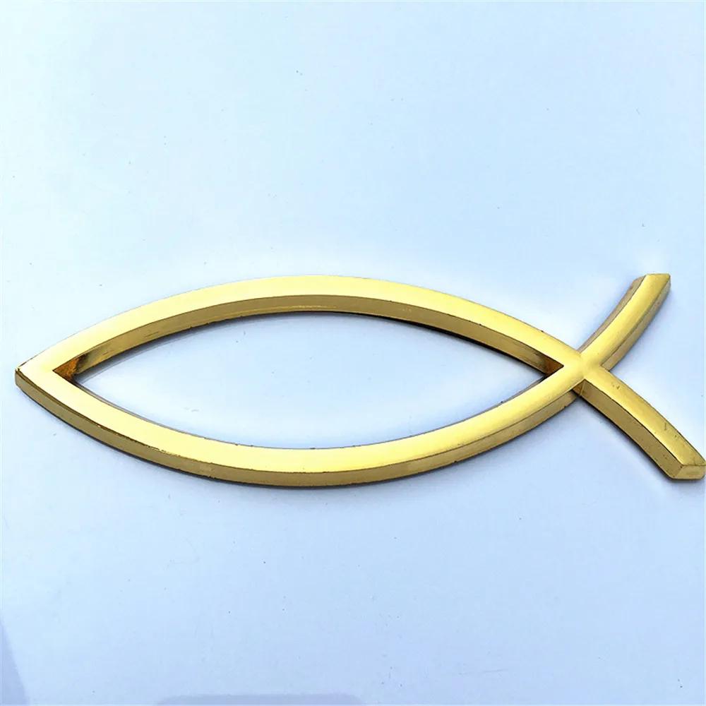 1PCS 14x4.5cm JESUS Fish Silver chrome Christian crafts ABS Car Sticker PEACE FAITH Emblem 3D Badge Decal Auto Accessories