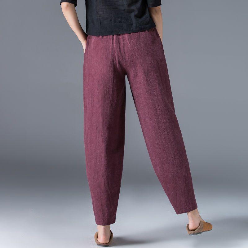 Weite Hosen Damen Lockere Übergroße Einfarbige Sommer Lässige Elastische Taille Knöchellange Hosen Damen Kleidung