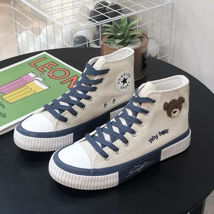 Fashion Shoes Woman 2024 Trend Cute Canvas Shoe Women Breathable Sneakers Sport Shoes for Woman Casual Vulcanized Shoe Flats High Top