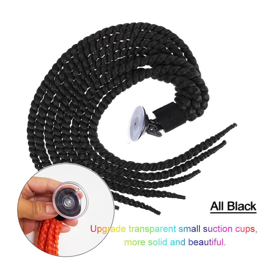 Universal Motorcycle Helmet Ponytail Extension - Professional Grade Suction Cup Braided Hair Attachment (55cm, Multi-Color)