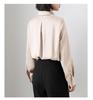 Women's Retro Satin Loose-Fit Long Sleeve Shirt - Hidden Placket, Hong Kong Style, Light Luxury for Spring & Autumn