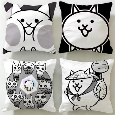 Popular Game The Battle Cats Cushion Cover Soft  EasyWash Pillow Case  Versatile for Couch Bed Travel and Office