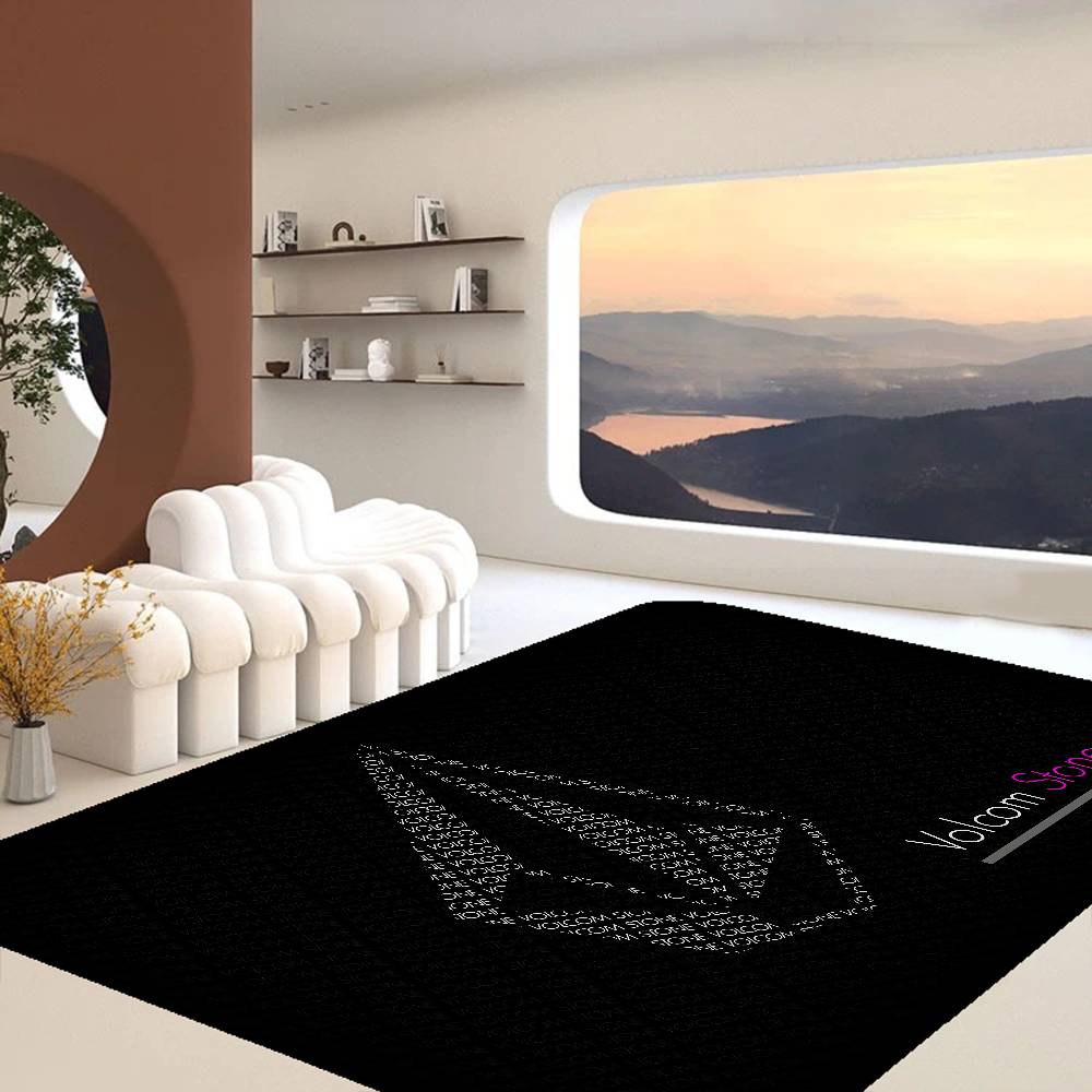 V-Volcom LOGO Long Rugs Cheaper Anti-slip Modern Living Room Balcony Printed Bedside Area Rugs