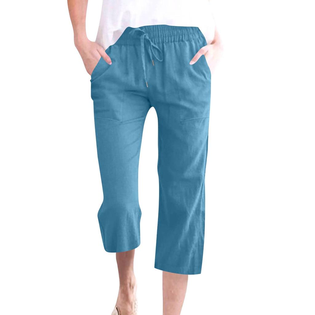 Women's Casual And Fashionable Color Loose Pants With Pocketes