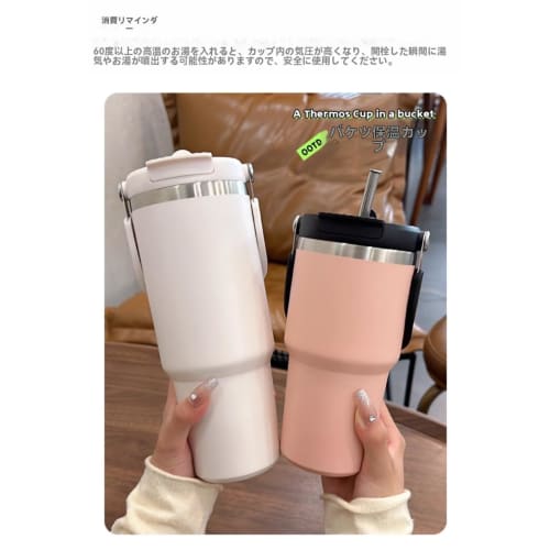 SIzlaho Tumbler with Straw, Large Capacity Water Bottle, Vacuum Insulated, 900ml, Insulated, Wide Mouth, Direct Drinking, with Lid, Handle, Portable,