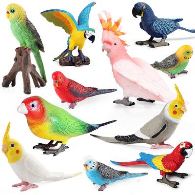 Oenux Bird Forest Animal Parrot Macaw Cockatiel Cockatoo Agapornis Puffin Model Solid PVC Garden Decoration Education Kids Toy