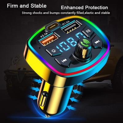 Auto MP3-Player FM-Transmitter Drahtloser Bluetooth 5.0 Audioempfänger Car Kit Freisprecheinrichtung Typ-C Dual USB Auto Schnellladegerät