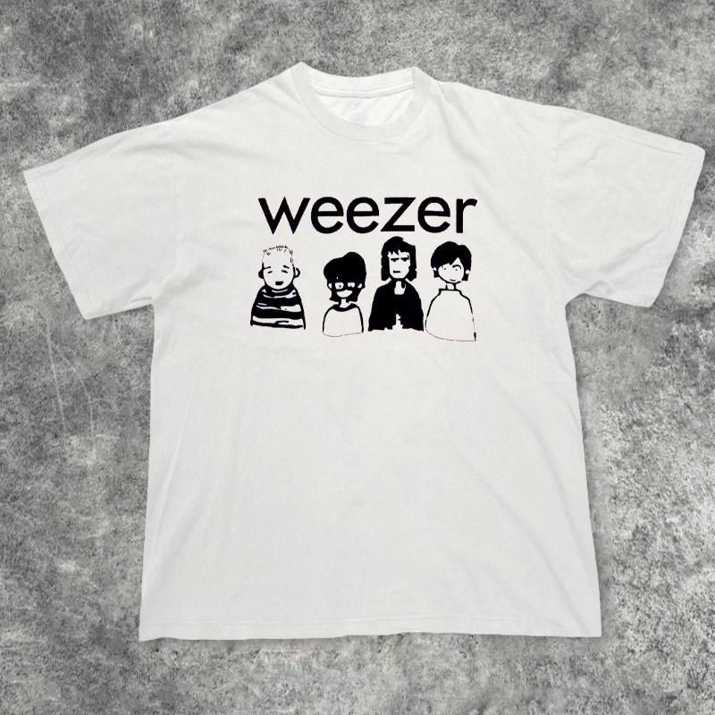 Weezer Band Tshirt American Punk Rock Streetwear Brand Loose Oversized Heavyweight Pure Cotton Short Sleeve