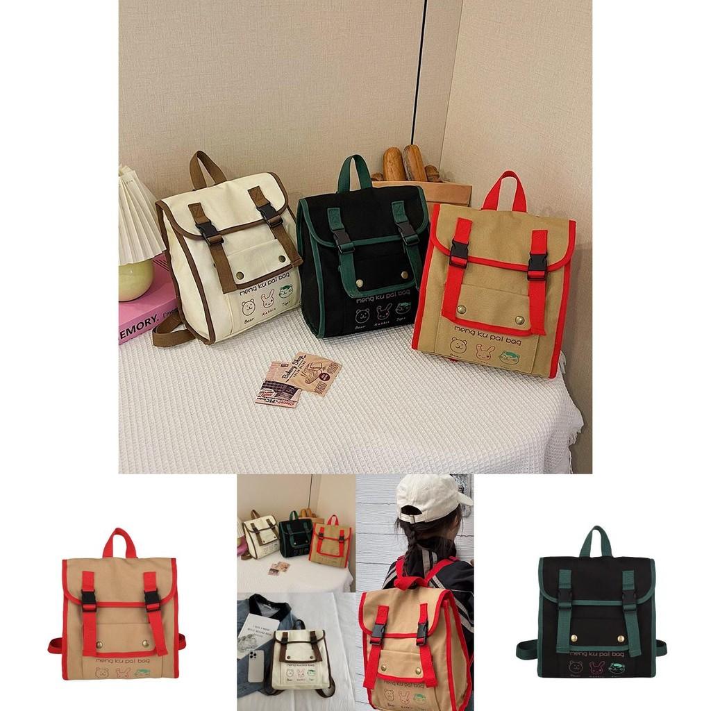 Stylish Breathable Canvas Backpack For Children With Fun Animal Prints For School Use