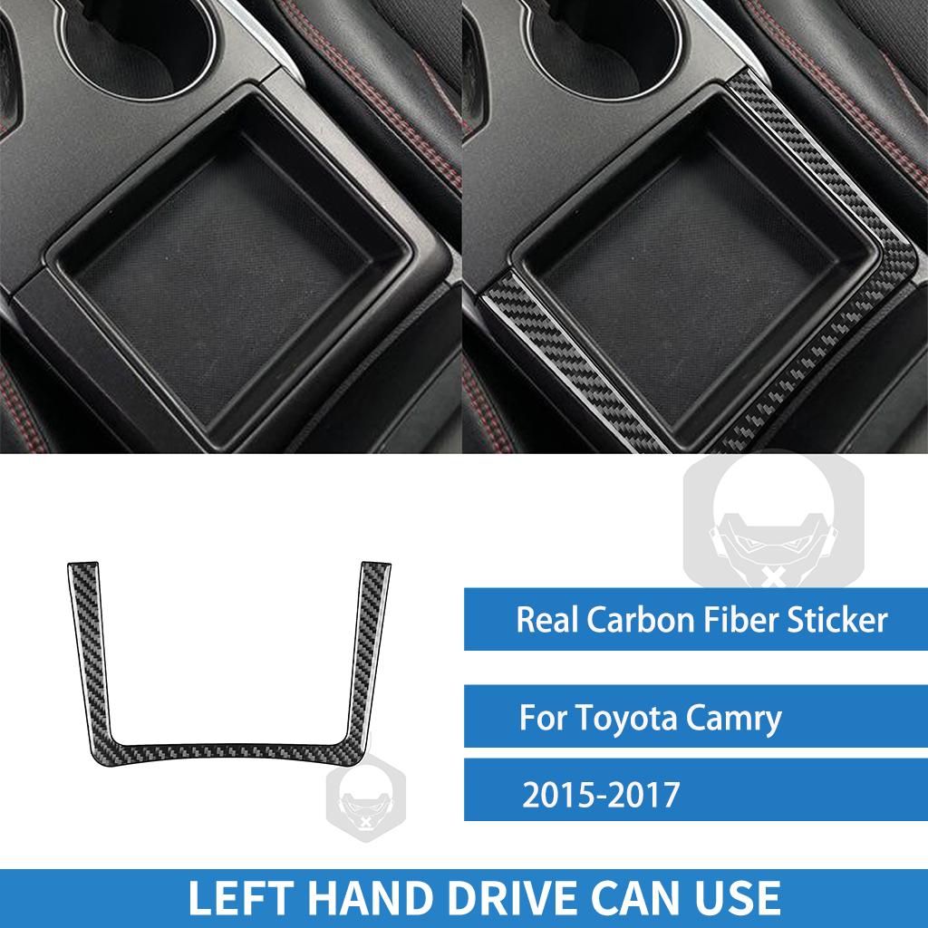 For Toyota Camry 2015 2016 2017 Center Console Armrest Box Frame Trim Cover Real Carbon Fiber Stickers Car Interior Accessories