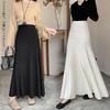 Knit Long Pleated Tiered Flared Maxi Soft Thick Fabric with Elastic and Solid Perfect for or and Winter [OGCPWYQZ] Women's Skirt, Skirt, A-Line
