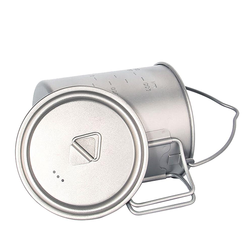 Lixada 750ml 900ml 1100ml Ultralight Titanium Pot Water Mug Cup with Lid and Foldable Handle Outdoor Camping Cooking
