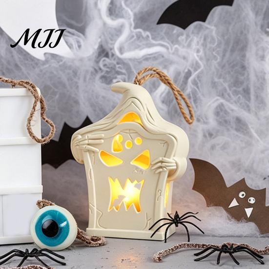 Luminous Party Decorations Halloween Light Up Tombstone Ornaments, Spooky Small Hanging Graveyard Decoration with Atmospheric Scene Props LED
