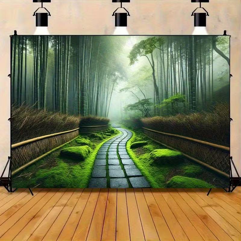 2D Flat Printing Japanese Bamboo Path Backdrop for Nature and Themed Photoshoot
