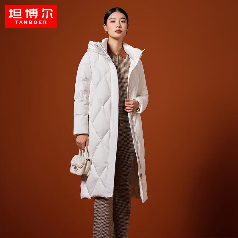 Tamboer Damen Lange Gesteppte Kapuzen-Gänsedaunenjacke TB232866