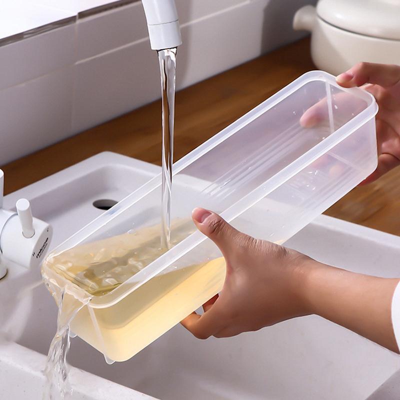 Sealed Noodles Crisper Plastic Noodles Spaghetti Box Kitchen Refrigerator Storage Box Food-Grade Noodle Storage Box